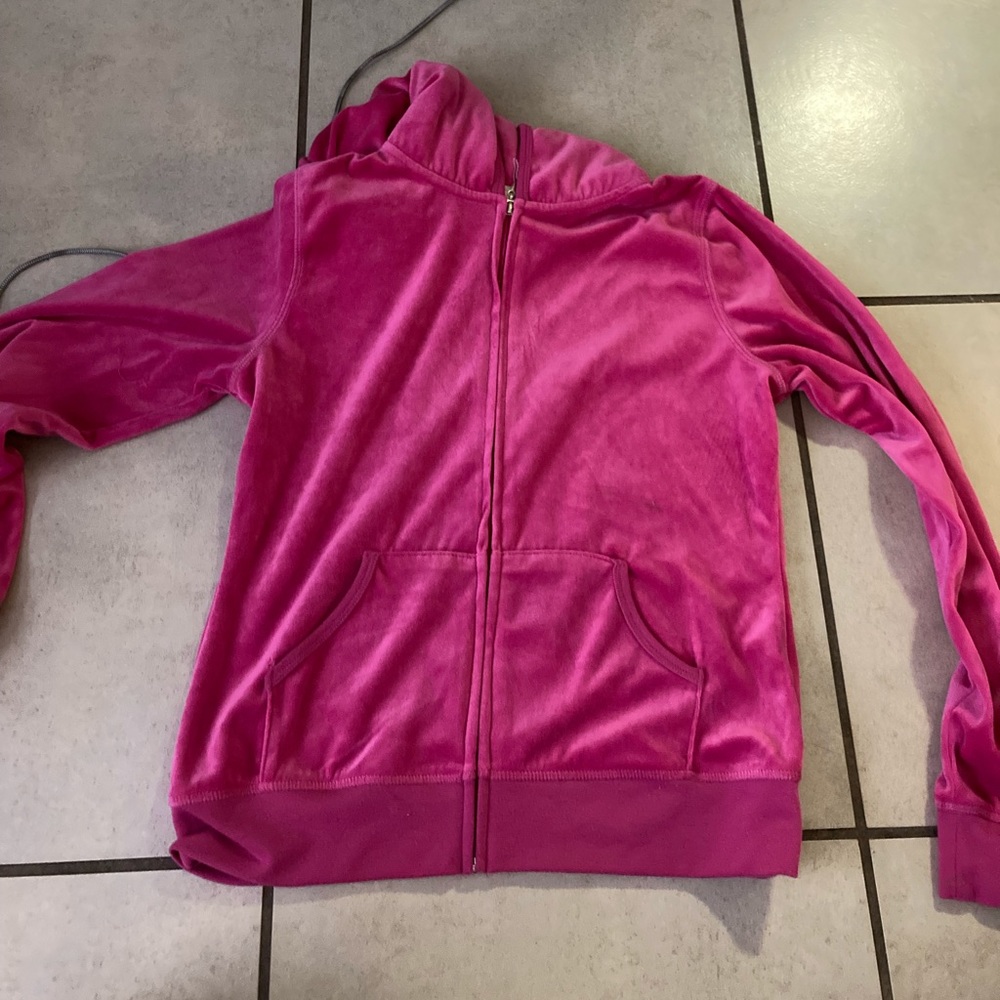 Hot pink velvet sweater size L